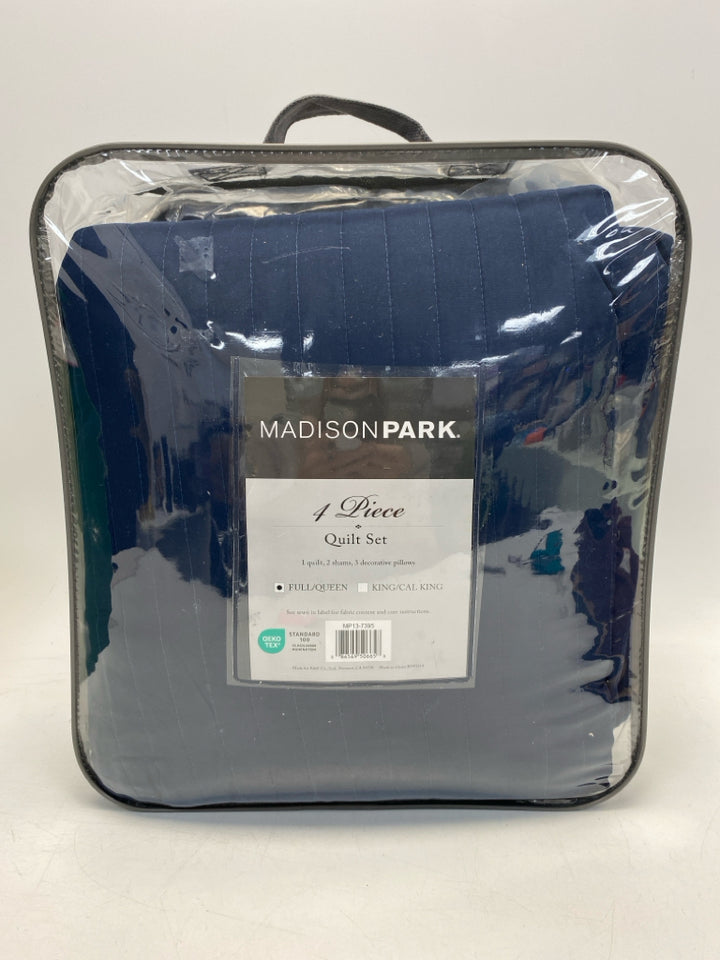 NEW Navy Silver Print Quilted Quilt
