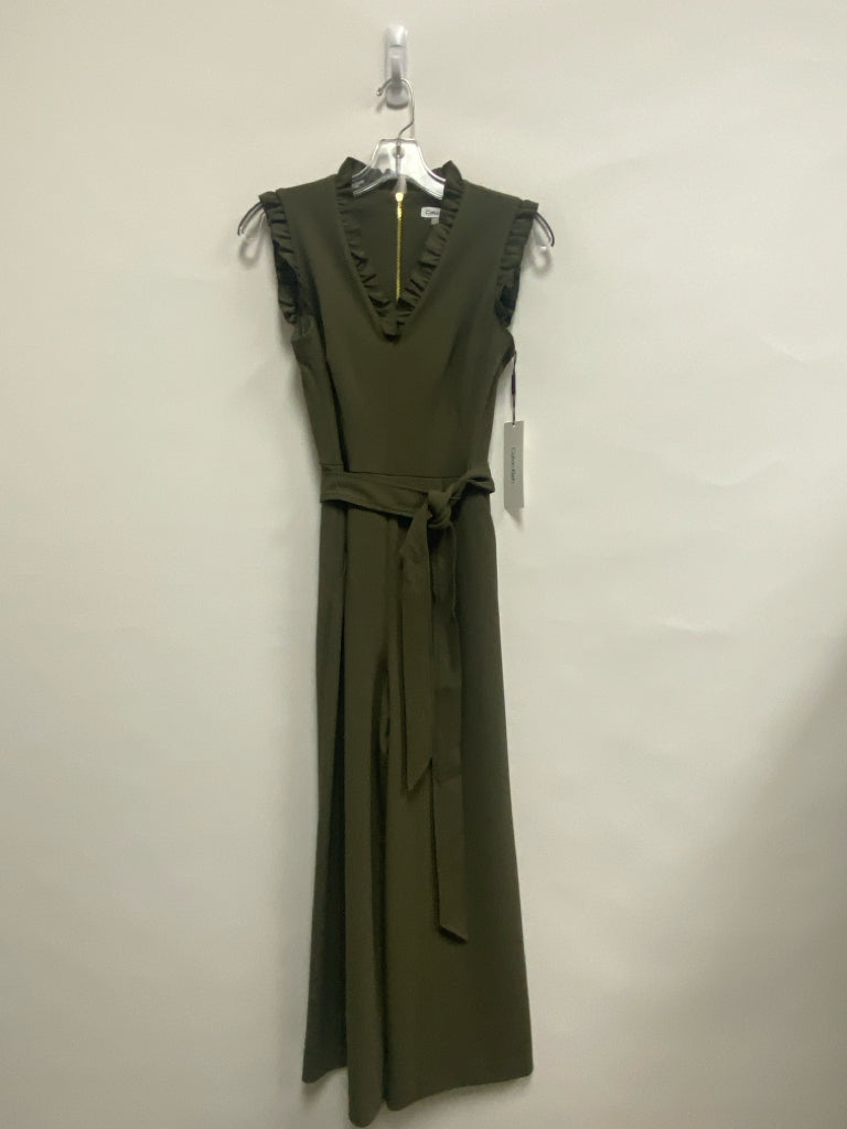 NWT Calvin Klein Size 4 Olive Green Ruffles Sleeveless Ladies Jumpsuit