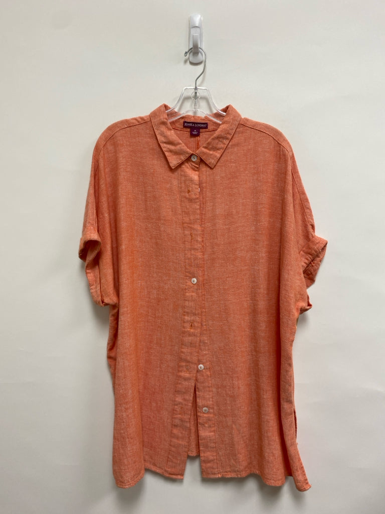 Jessica London  SIZE  20 Orange/White Heather Button Up Plus Size Top