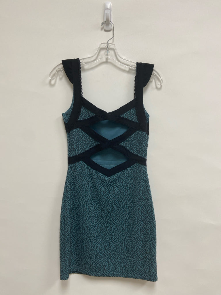 Free People Size XS Aqua/Black Abstract Sleeveless Ladies Dress