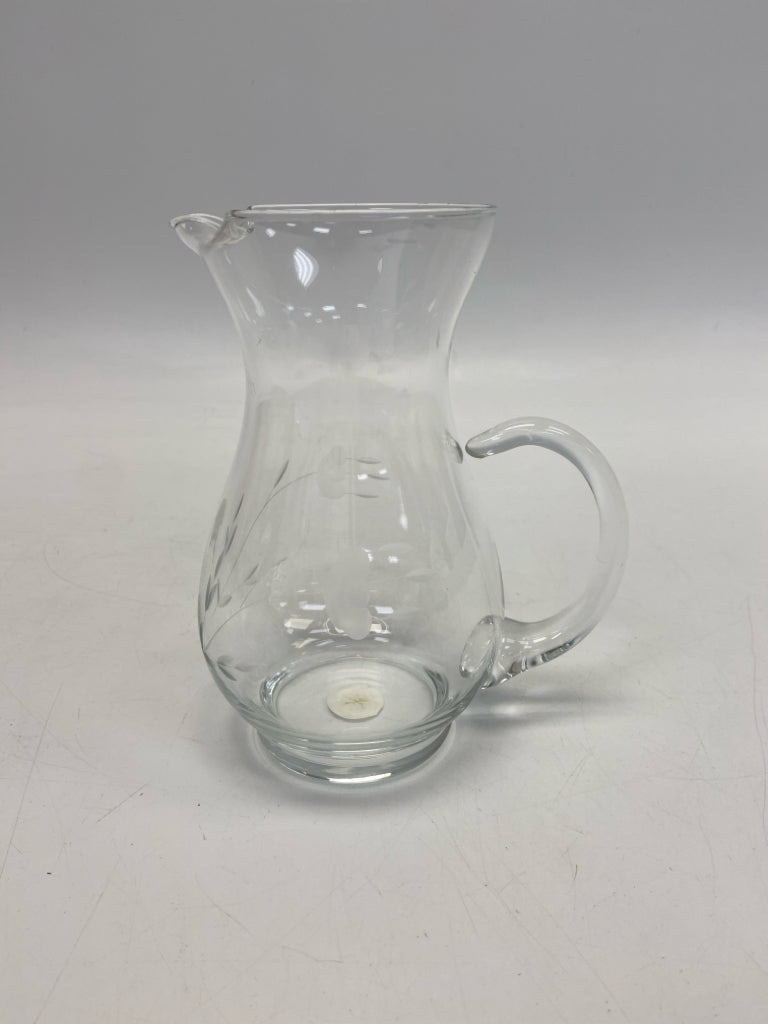 Princess House Clear Frosted Flowers Glass Pitcher