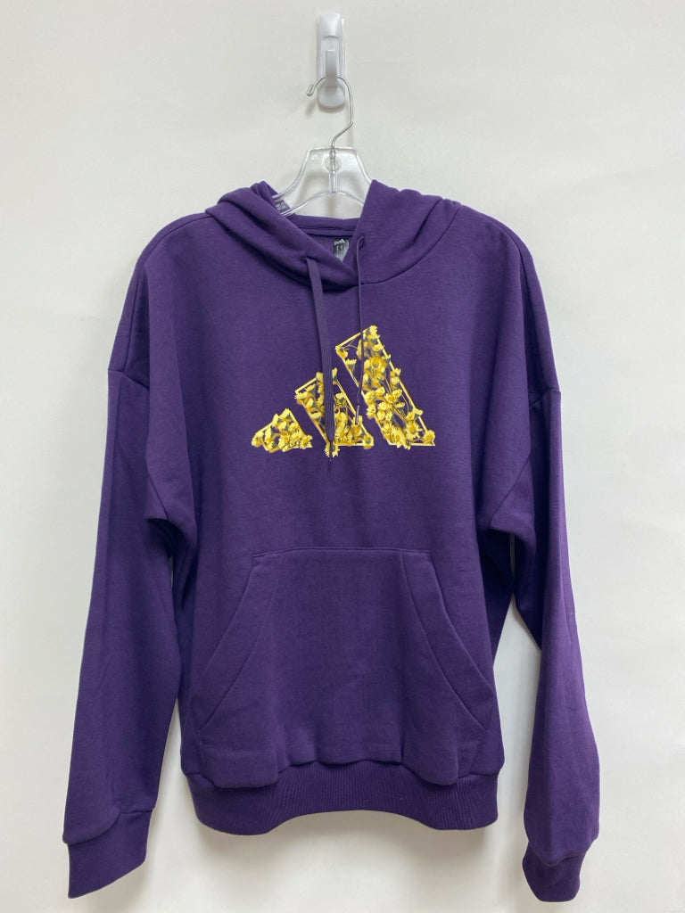 Adidas Size M Purple Yellow Flowers Hooded Ladies Sweatshirt