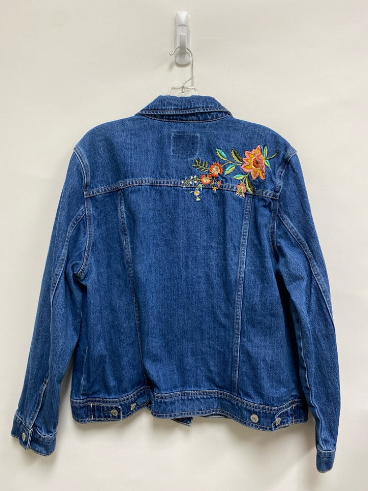 Old Navy Size XL Denim Multi Color Embroidered Button Up Ladies Jacket