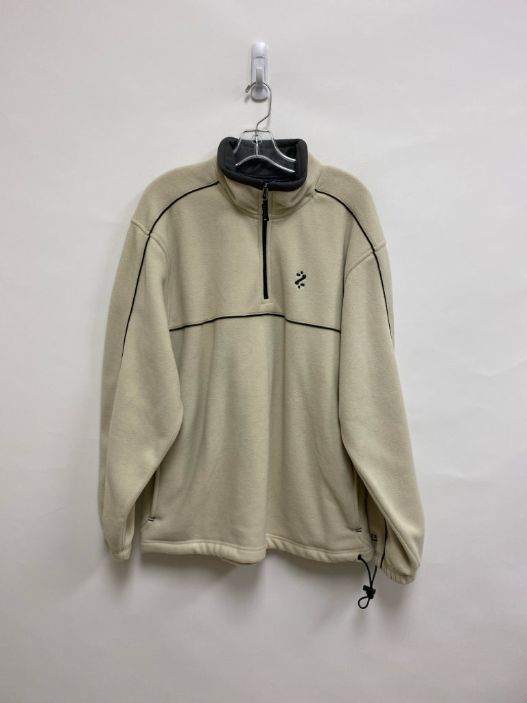 Izod Size L Cream Black Trimmed Quarter Zip Fleece Men&