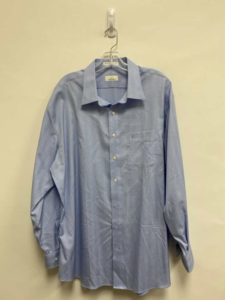 COOPER &amp; STEWART Size 18 Powder Blue Plaid Button Down Men&