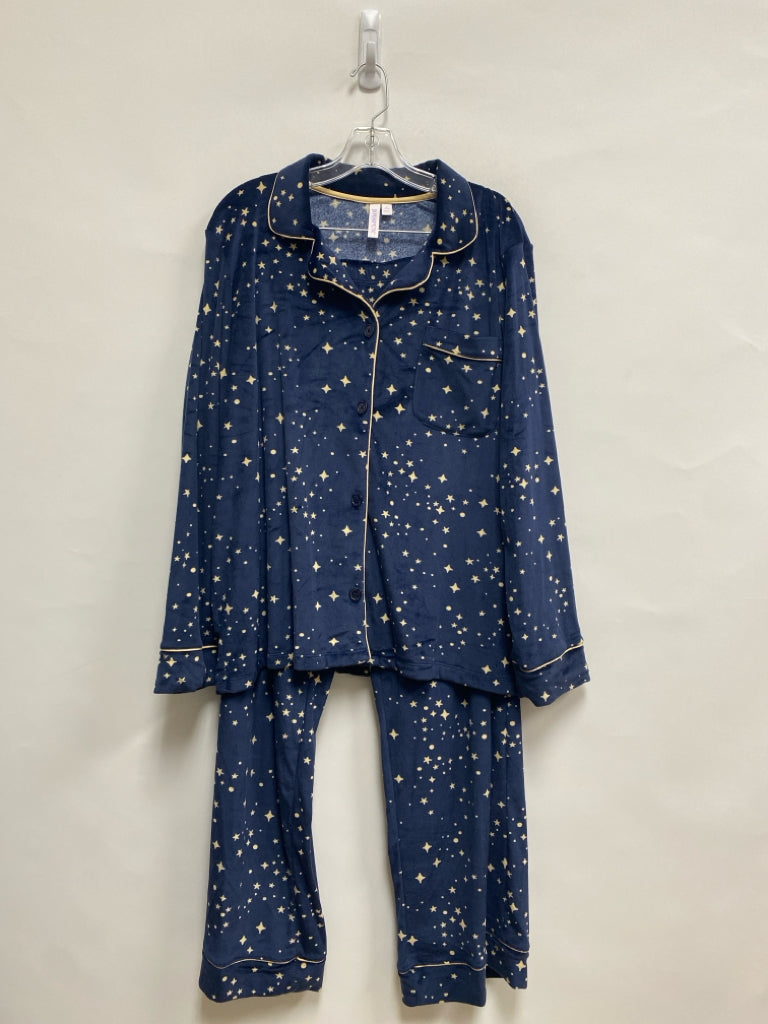 NWT JOYSPUN Size XL Navy Tan Stars Ladies 2pc Pajamas