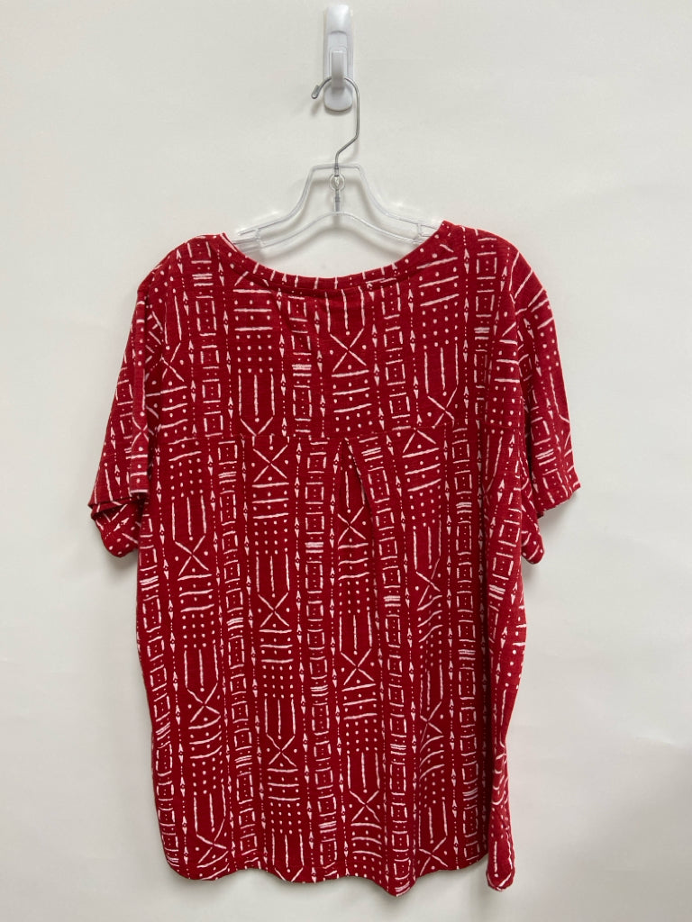NWT Style &amp; Co.  SIZE  3X Red White Southwestern V Neck Plus Size Top