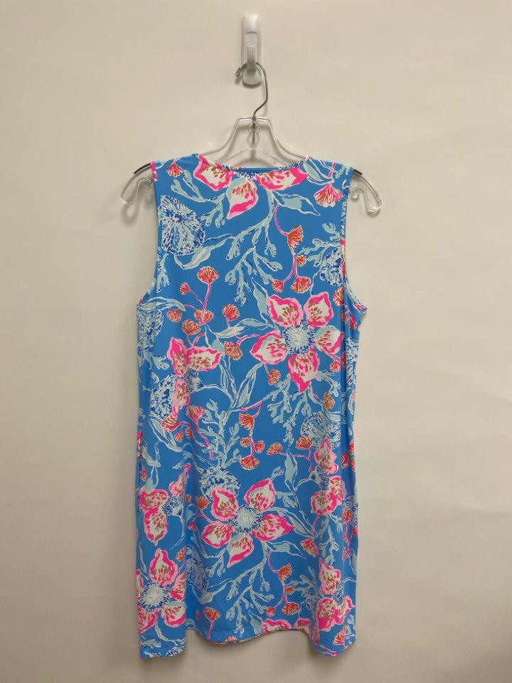 LILLY PULITZER Size S Blue Pink/White Flowers Sleeveless Ladies Dress