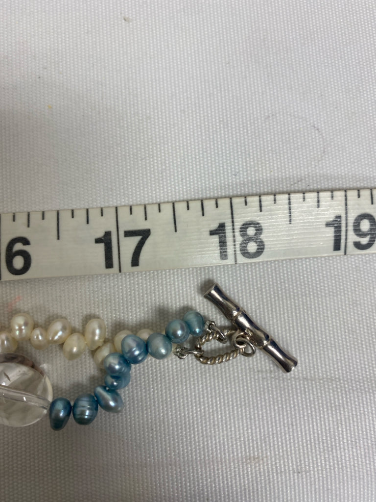 White Blue Pearl Necklace