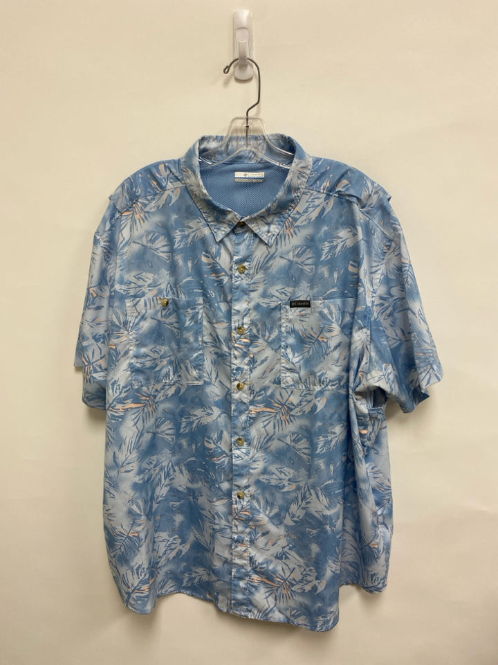 Columbia Size XXL Blue Light Blue Feathers Button Up Men&