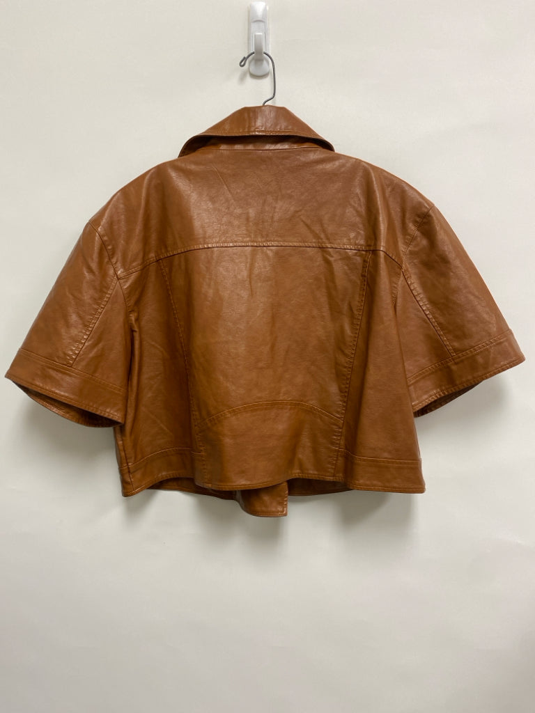 Fate Size L Burnt Orange Short Sleeve Faux Leather Ladies Jacket