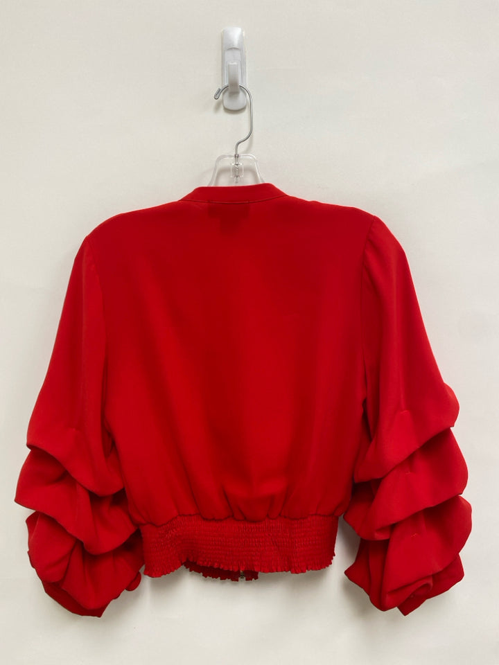Size S Red Zipper Puff Sleeve Ladies Jacket