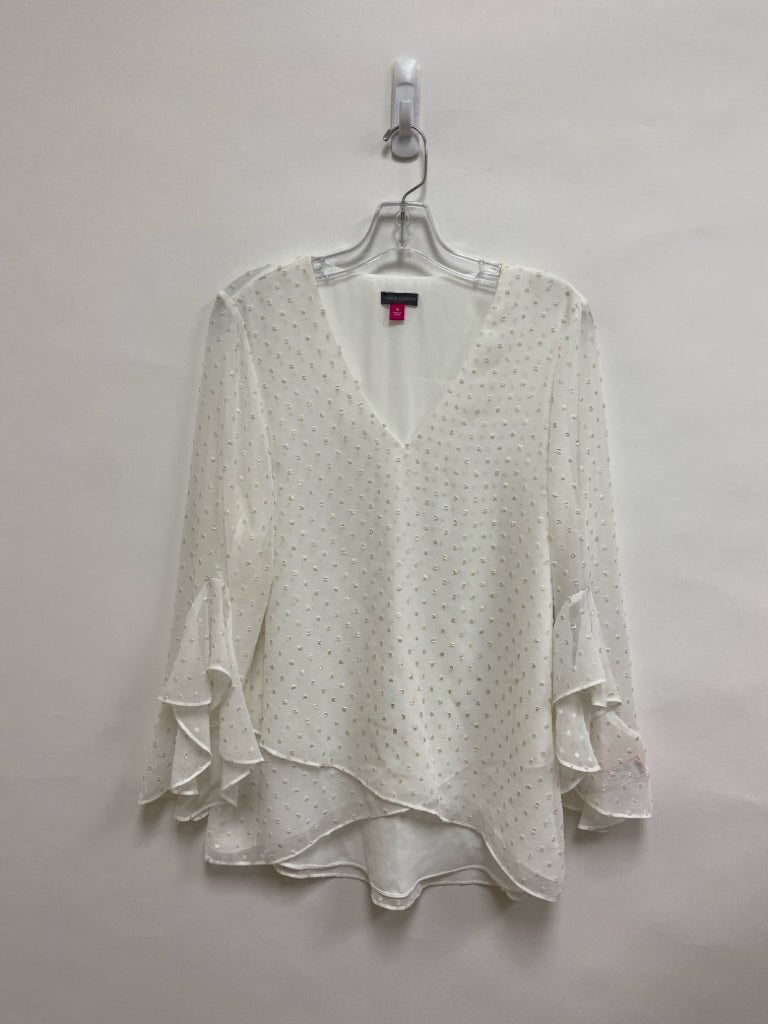 VINCE CAMUTO Size M White Swiss Dot Ladies Top
