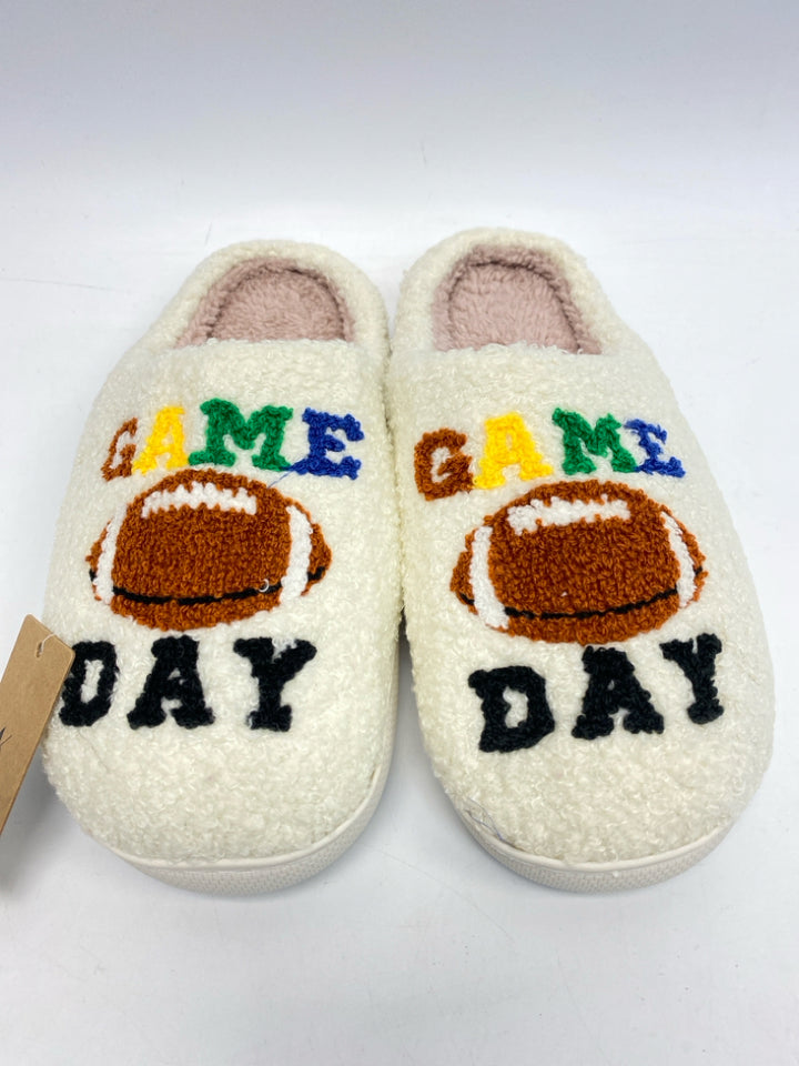 Size S, M, L White Gameday Slippers