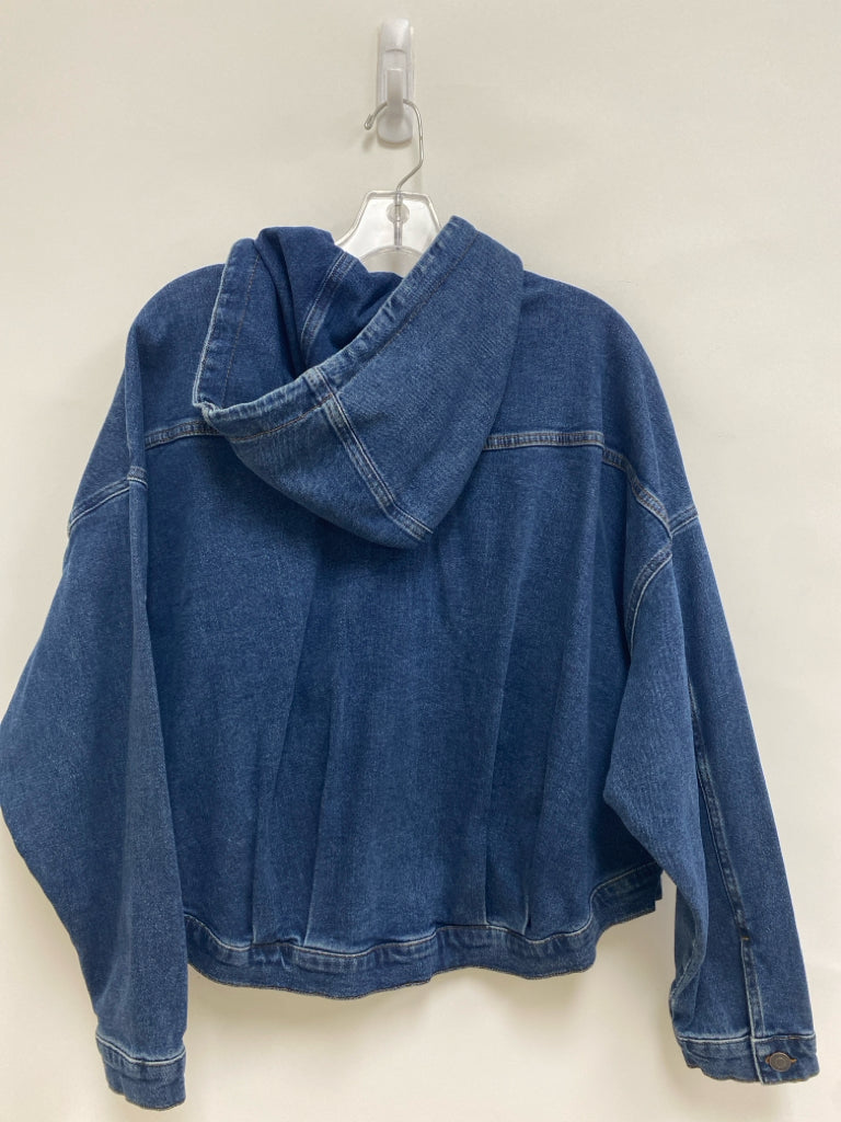 NWT Size M Blue Hooded Button Up Denim Ladies Jacket