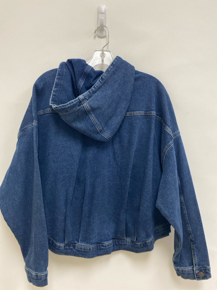 NWT Size M Blue Hooded Button Up Denim Ladies Jacket