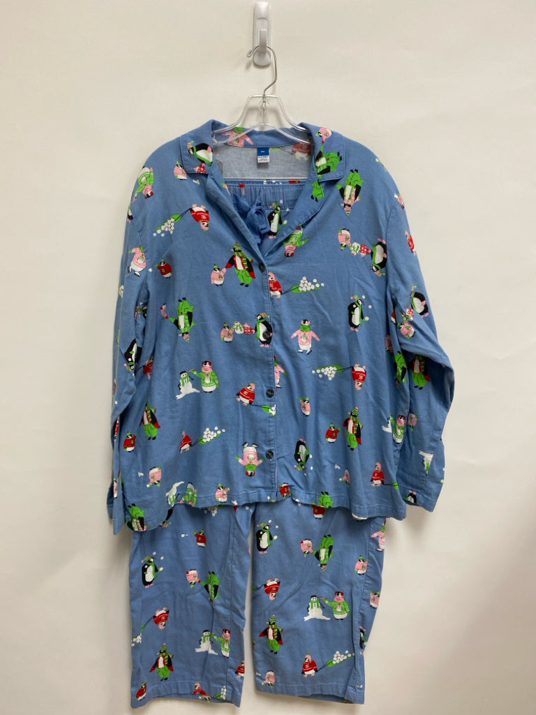 Old Navy Size XXL Blue Green Penquin Plus Size Pajamas