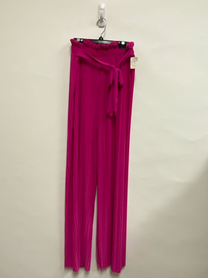 NWT Size L Hot Pink Crinkle Wide Leg Ladies Pants