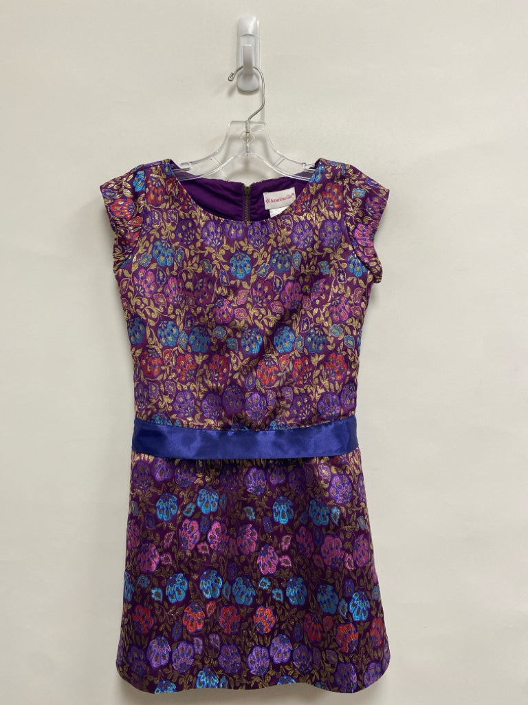 American Girl SIZE 8 Purple/Gold Blue/Red Floral Brocade Girl&