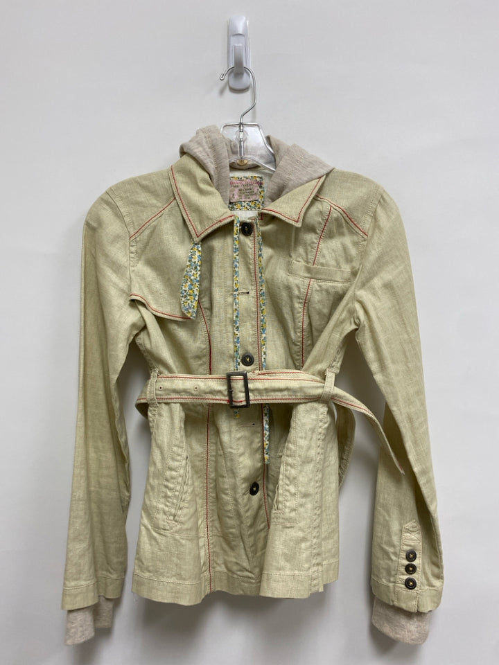 Free People Size 4 Cream Red Hooded Ladies Jacket