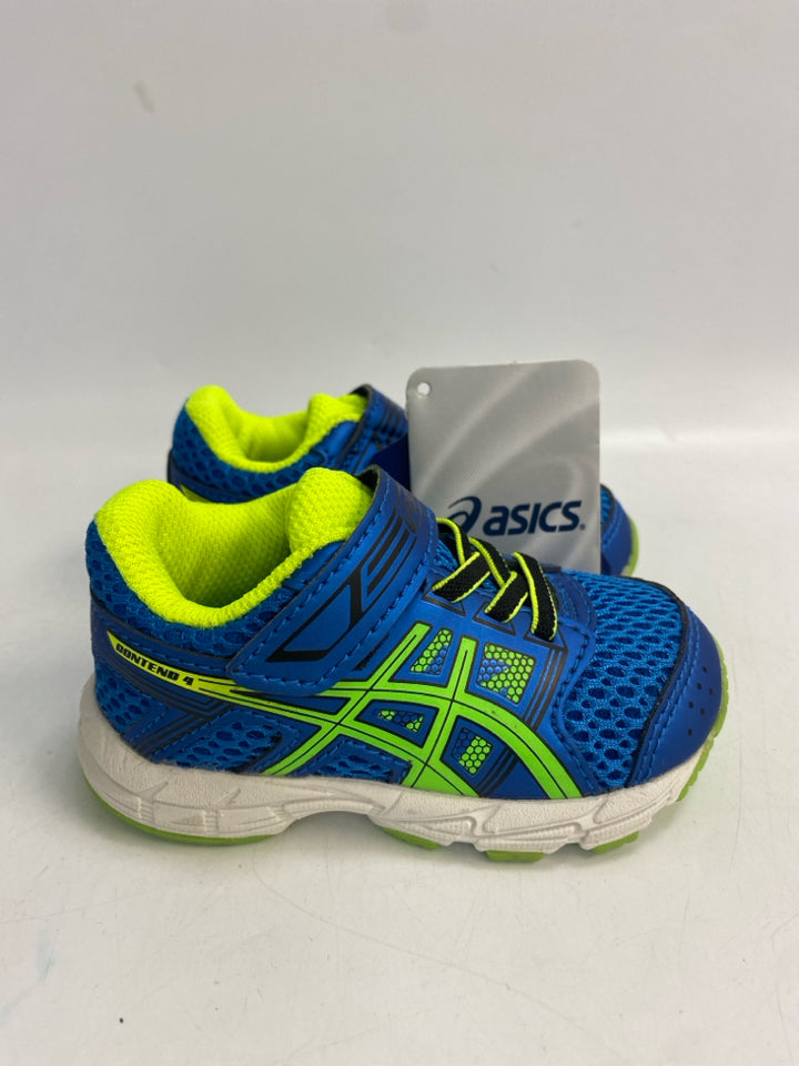 NWT Asics SIZE 4 Royal Blue Neon Green Boy&