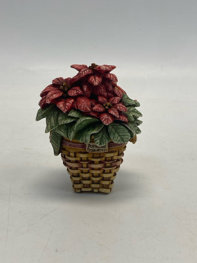 Longaberger Harmony Kingdom Poinsettia Basket Mini Trinket  Box