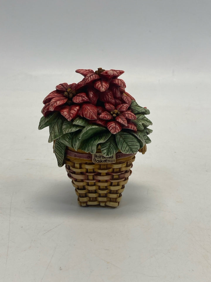 Longaberger Harmony Kingdom Poinsettia Basket Mini Trinket  Box