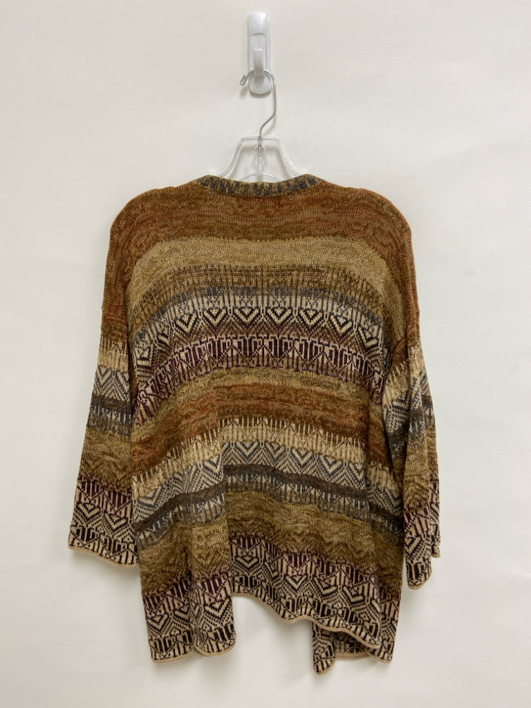 Peruvian Conn. Size M Brown/Cream Gray Southwestern Drape Ladies Sweater