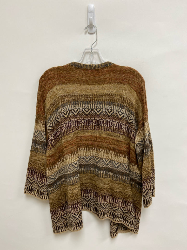 Peruvian Conn. Size M Brown/Cream Gray Southwestern Drape Ladies Sweater