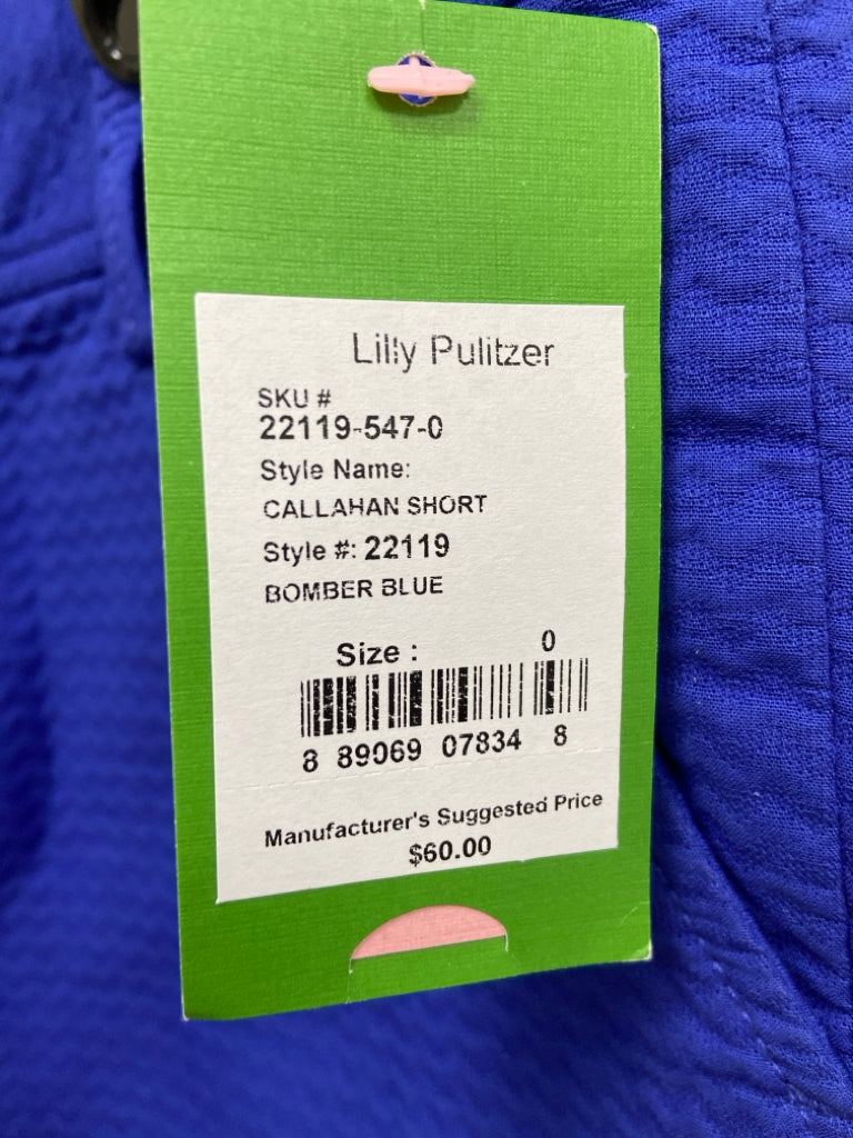 NWT LILLY PULITZER Size 0 Royal Blue Texture Ladies Shorts