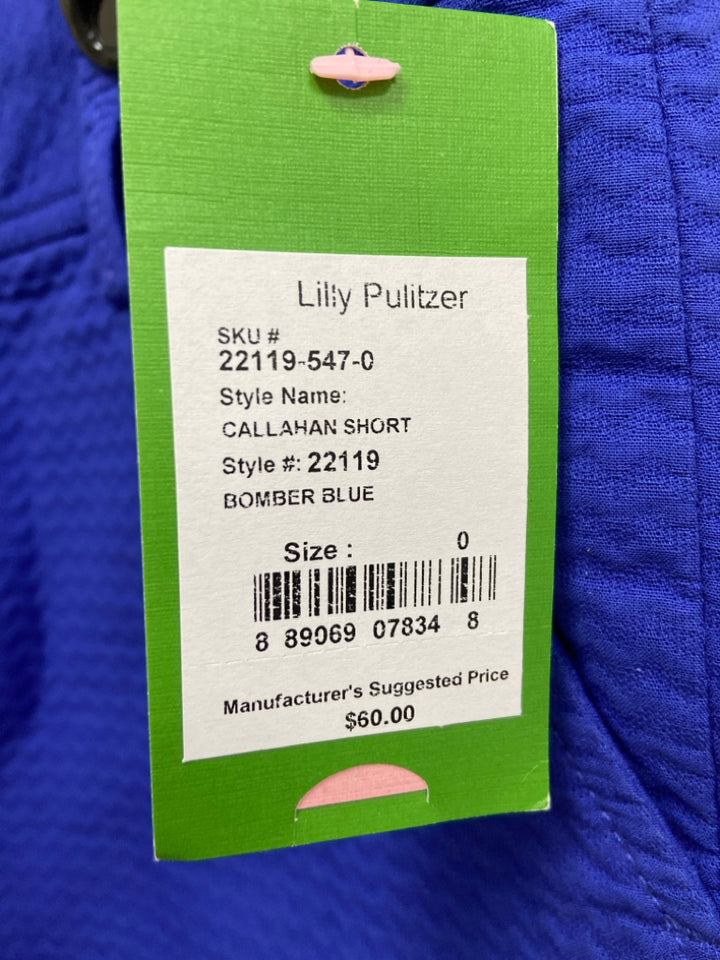 NWT LILLY PULITZER Size 0 Royal Blue Texture Ladies Shorts