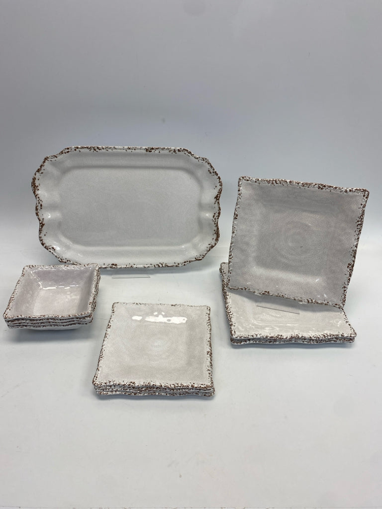 White Brown Melamine Dishes
