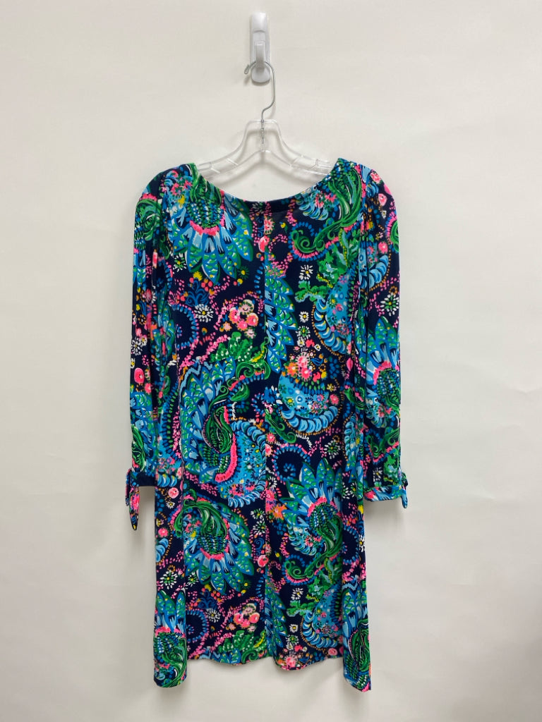 LILLY PULITZER Size M Navy/Pink Green/Multi Abstract 3/4 Sleeve Ladies Dress
