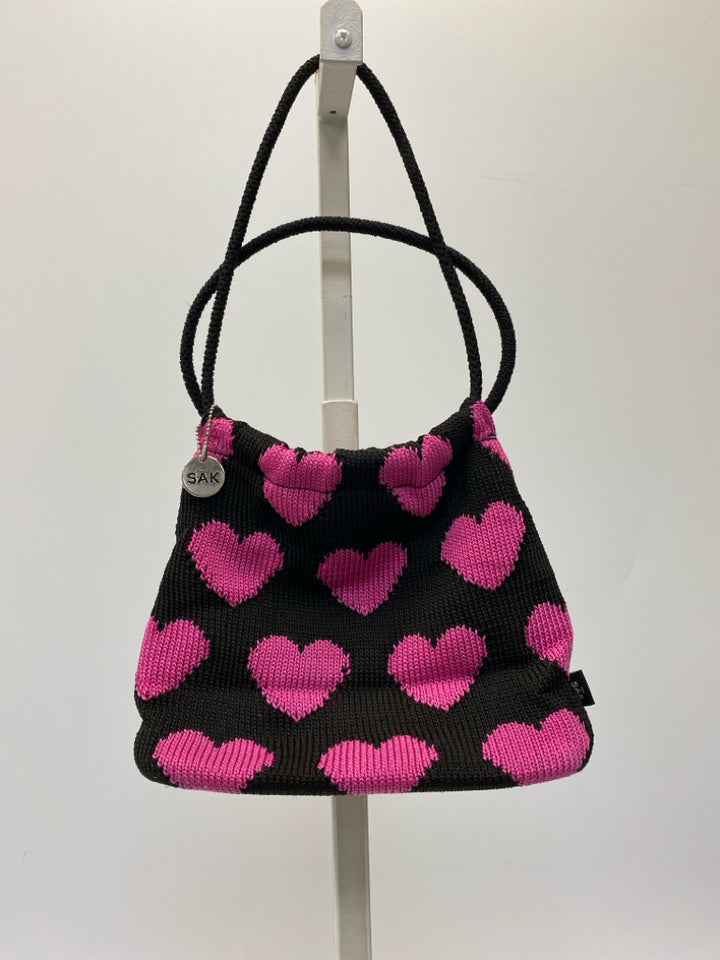 Sak Black Pink Hearts/flowers Handbag