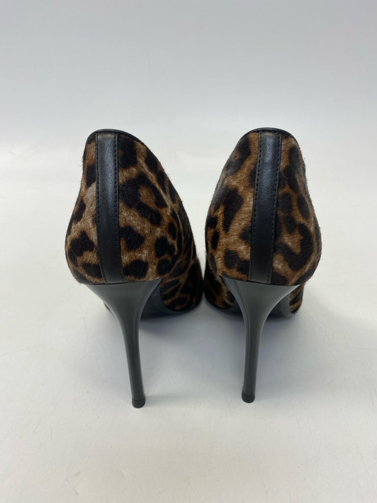 Michael Kors  Size 5.5 Brown Black Animal Print Fur Heels