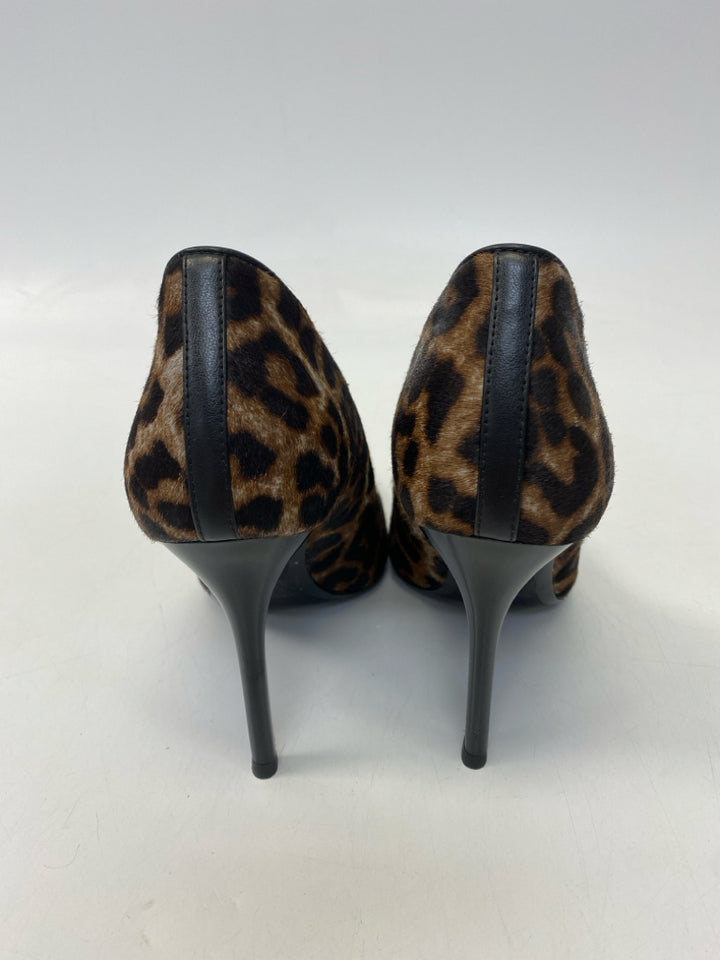 Michael Kors  Size 5.5 Brown Black Animal Print Fur Heels