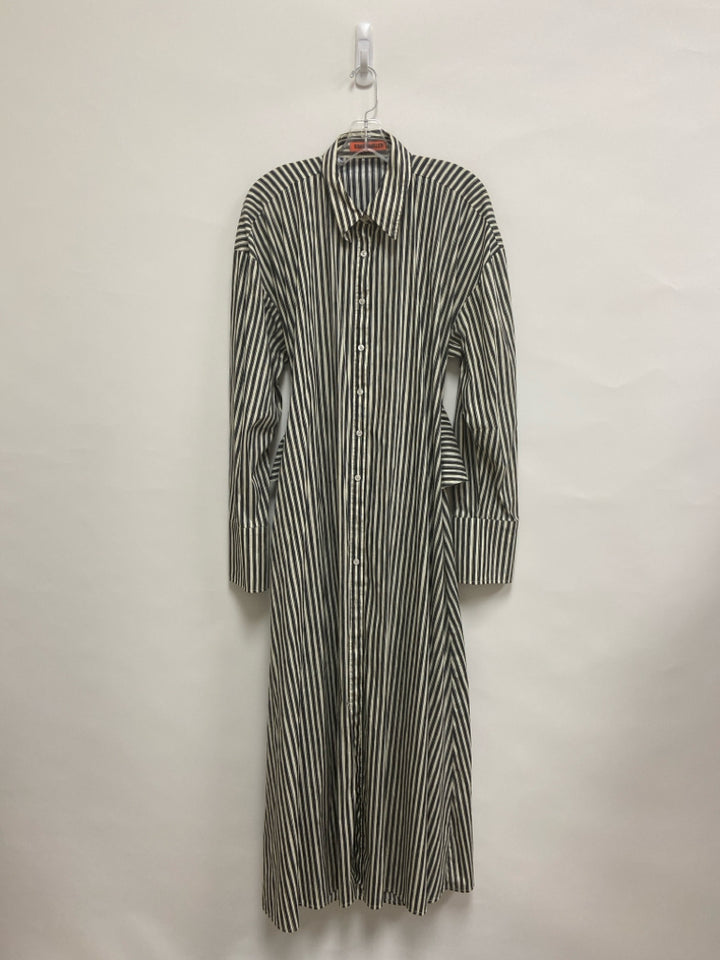 Size XL Black Cream Striped Button Up Ladies Dress