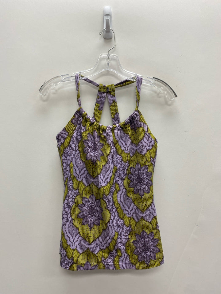 PrAna Size S Lavender Green Floral Tank Ladies Top