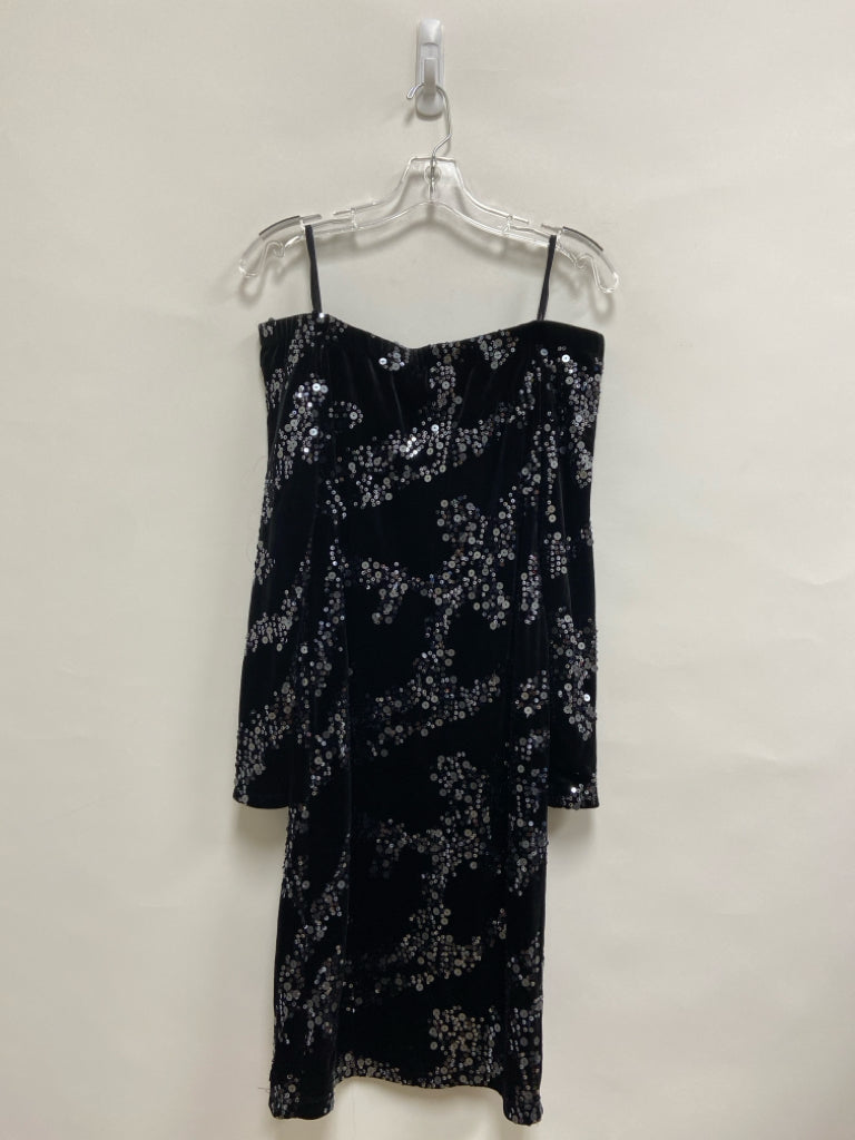Eliza J Size 4 Black Sequins Long Sleeve Ladies Dress