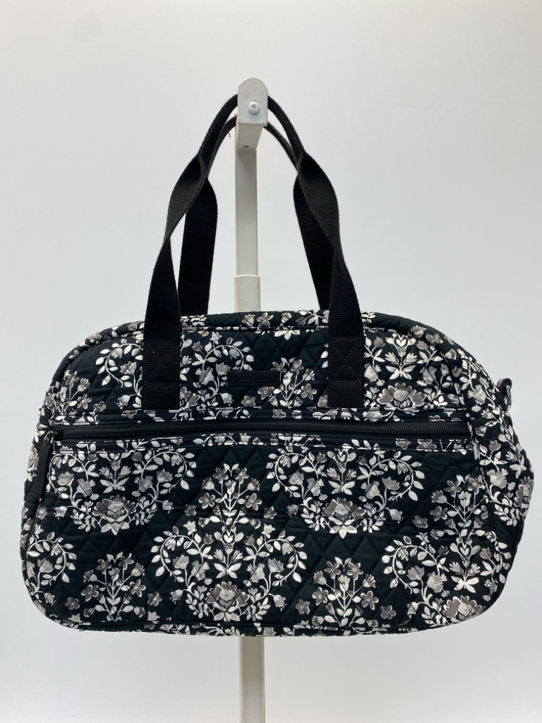 Vera Bradley Black Gray Flowers Duffle Bag