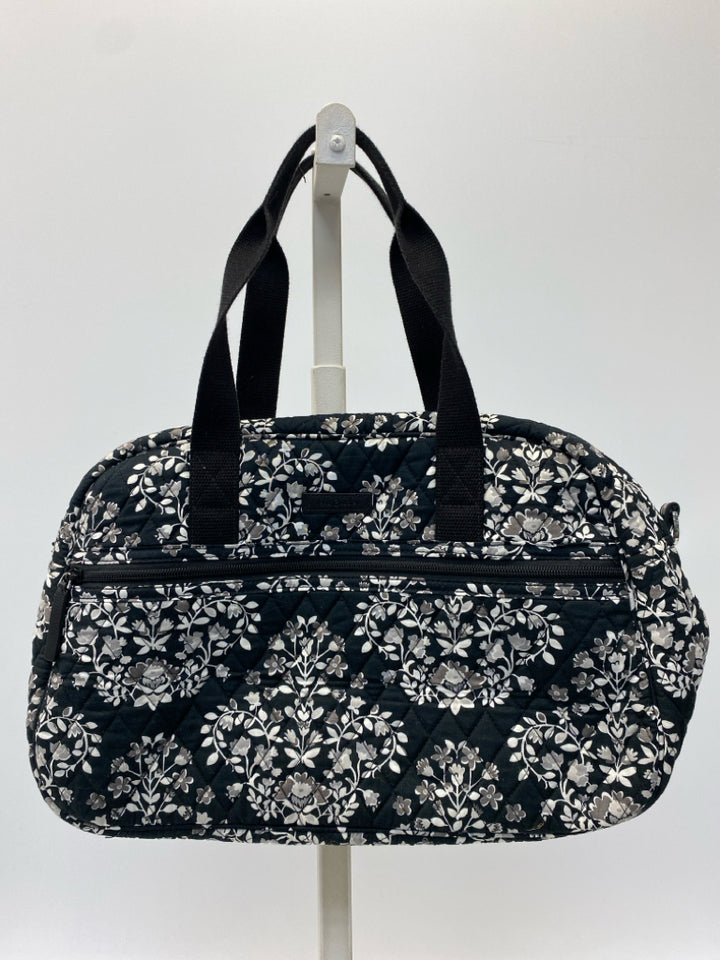 Vera Bradley Black Gray Flowers Duffle Bag