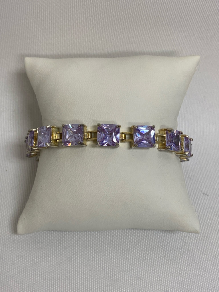 Purple Silver Jeweled Bracelet