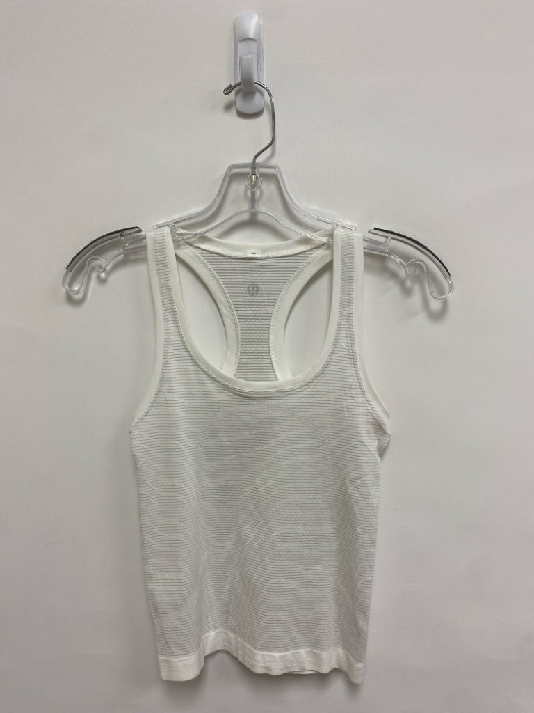Lululemon Size 0 White Striped Tank Athletic Top