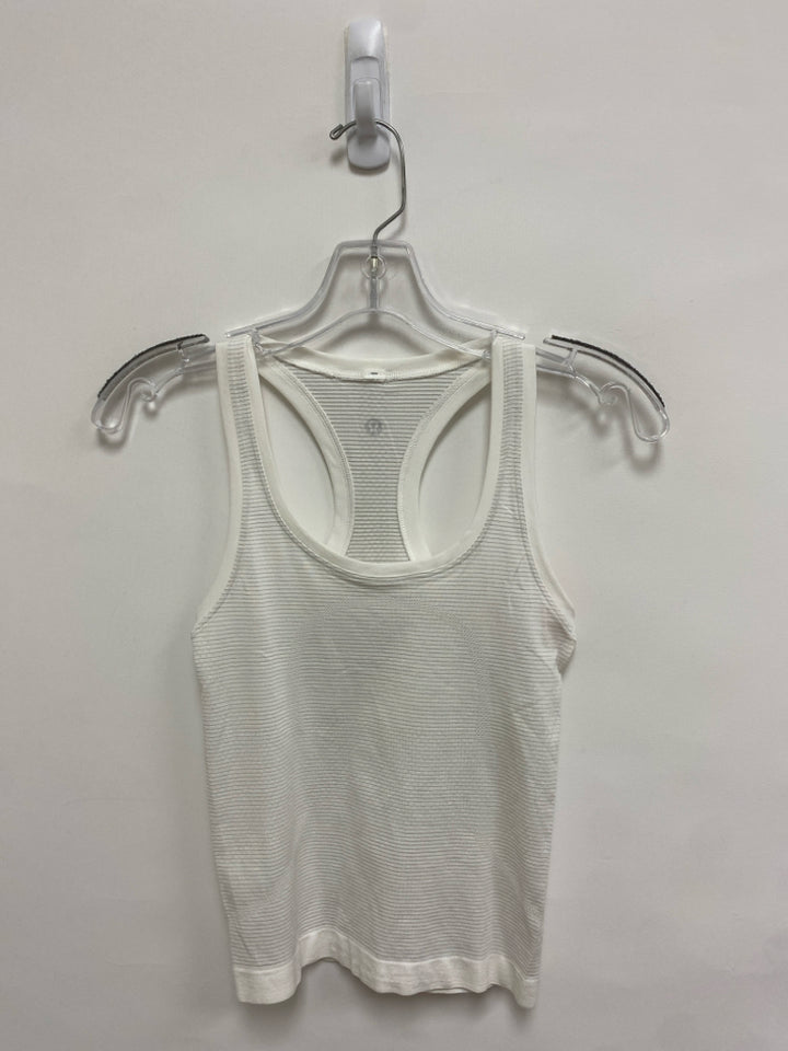 Lululemon Size 0 White Striped Tank Athletic Top