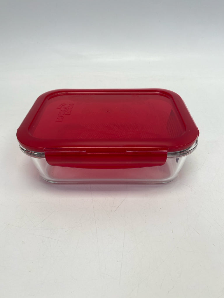 Lock &amp; Lock Red Clear Flowers Glass Storage Container