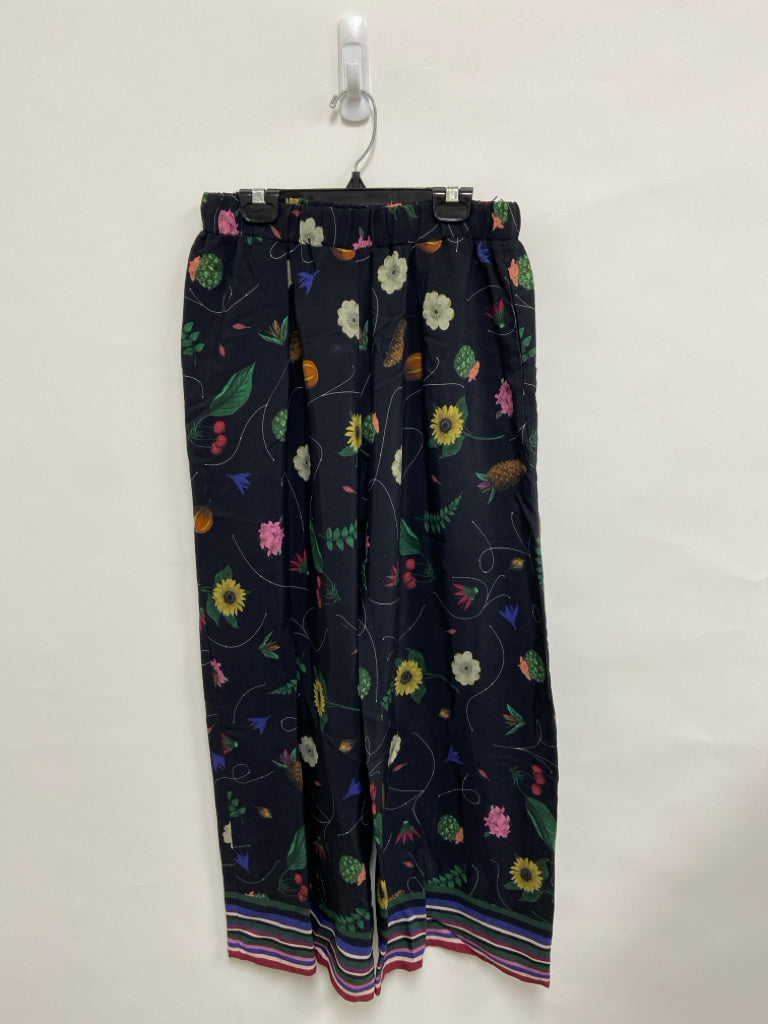 VILAGALLO Size S Black Multi Color Floral Pull-on Ladies Pants