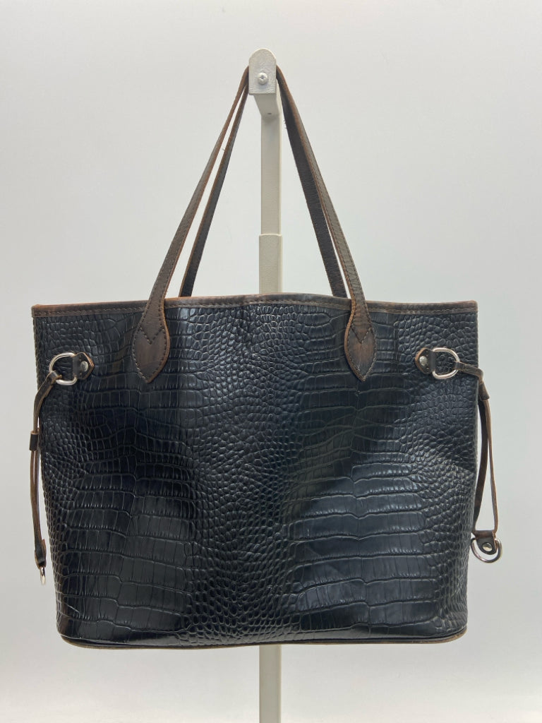 Freebird Black Dark Brown Embossed Handbag
