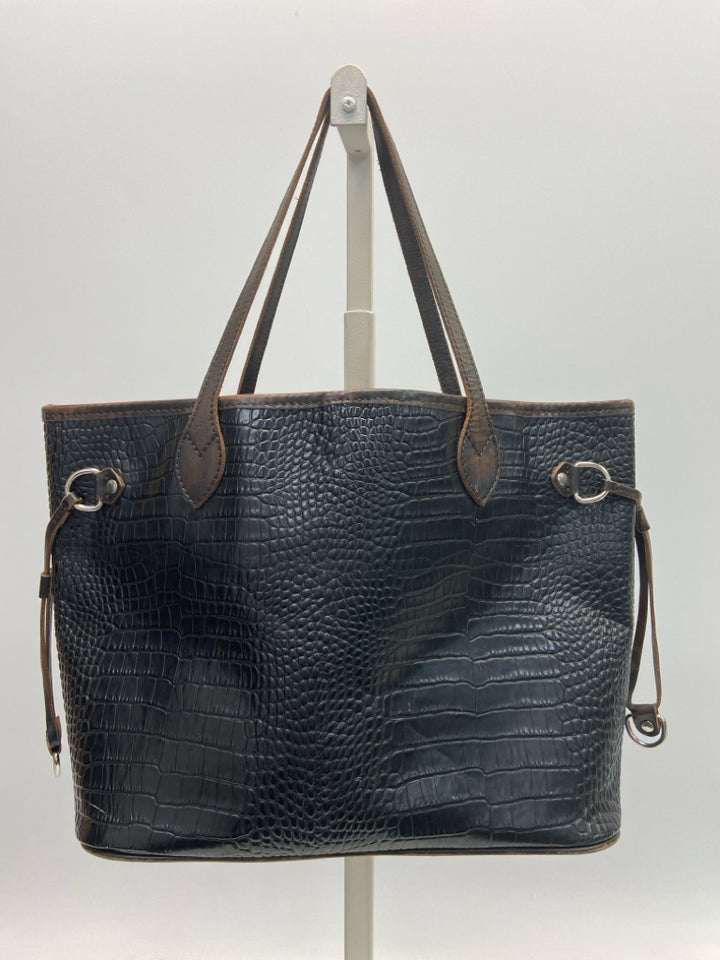 Freebird Black Dark Brown Embossed Handbag
