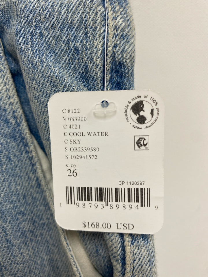 NWT We The Free Size 26 Blue Denim Pleated Flared Ladies Jeans