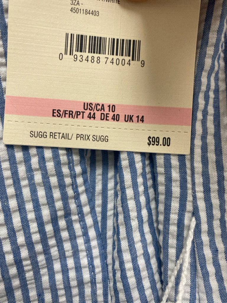 NWT Anne Klein Size 10 White/Blue Striped Sleeveless Seersucker Ladies Dress